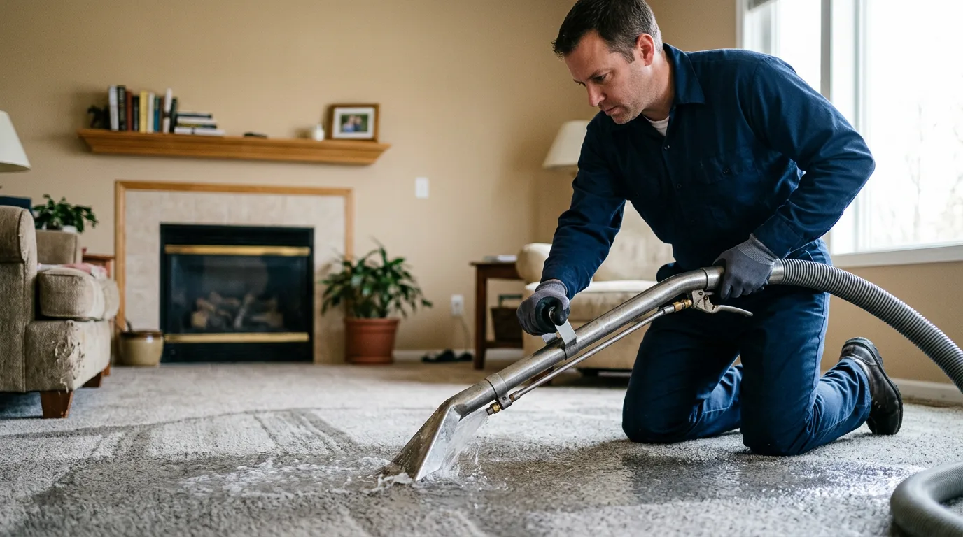 Water damage restoration technician working near Goffstown, NH